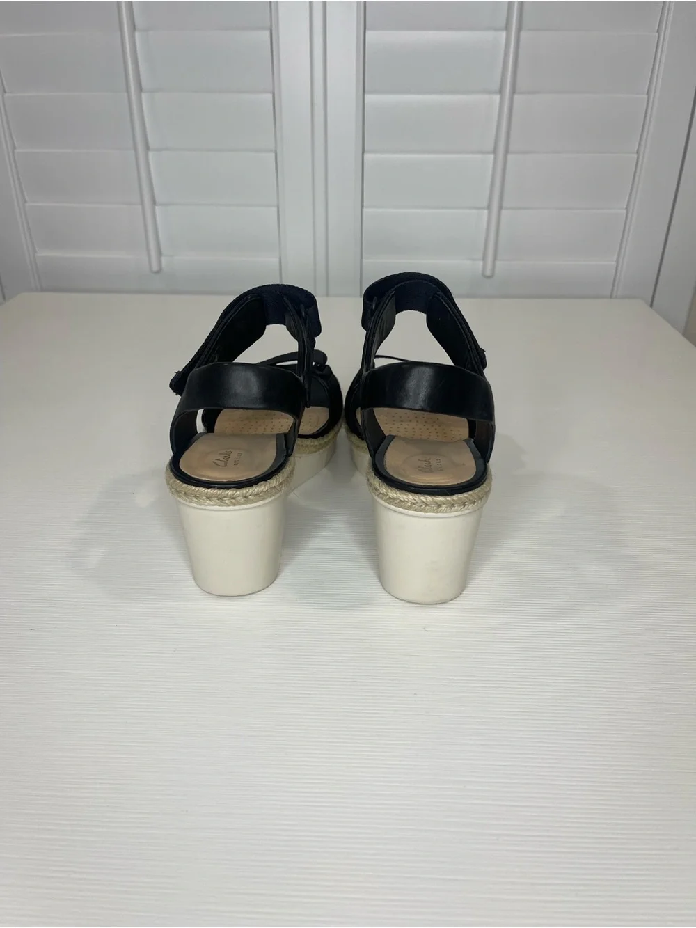 Clarks Black Wedge Sandals with Adjustable Straps - Women